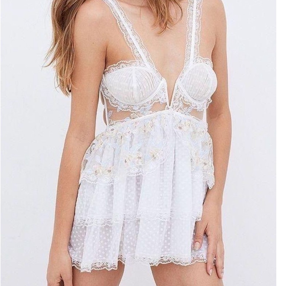 FOR LOVE AND LEMONS WINTER SNOW SLIP FLORAL DRESS